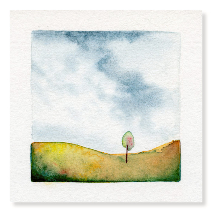 Lone Tree. 4x4" Original Mini Painting by Tanya Kucey Art. https://shop.tanyakucey.com