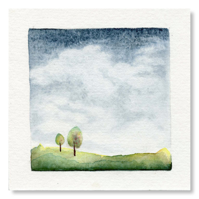 2 Trees. 4x4" Original Mini Painting by Tanya Kucey Art. https://shop.tanyakucey.com