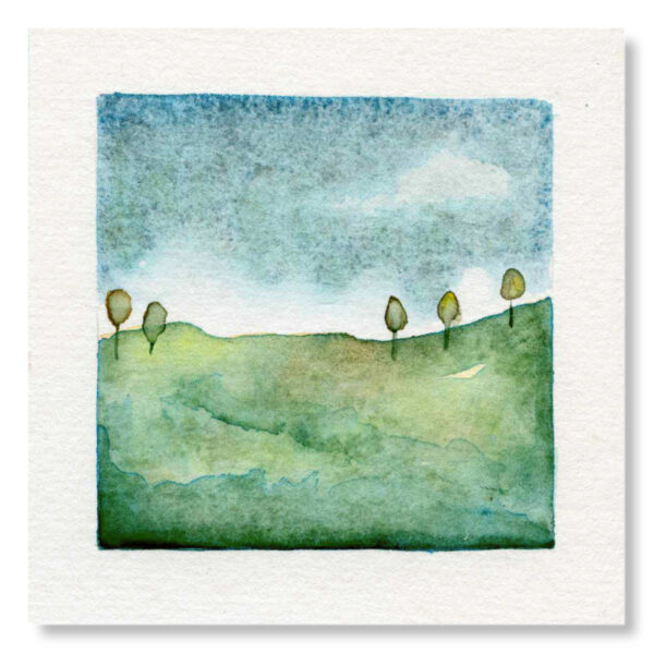 5 Trees. 4x4" Original Mini Painting by Tanya Kucey