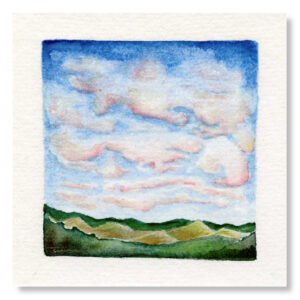 Big Clouds 4 . 4x4" watercolor on 100% cotton card