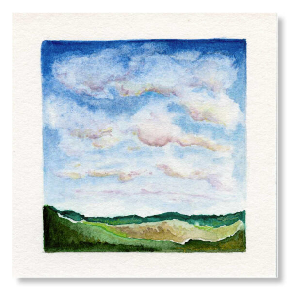 Big Clouds 3 4x4 watercolor on 100% cotton card