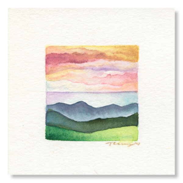 Sea to Sky Sunset. 4x4" Original Mini Painting by Tanya Kucey Art. https://shop.tanyakucey.com