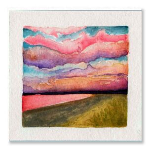 VanIsle Sunset. 4x4" Original Painting