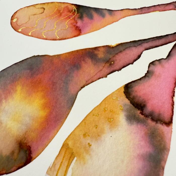 Sunset Magnolia Modern Watercolour Art card at https://art.tanyakucey.com