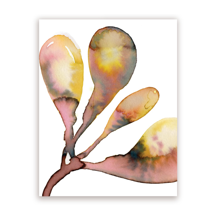 "Sunset Magnolia" Modern Watercolour Art card. https://art.tanyakucey.com