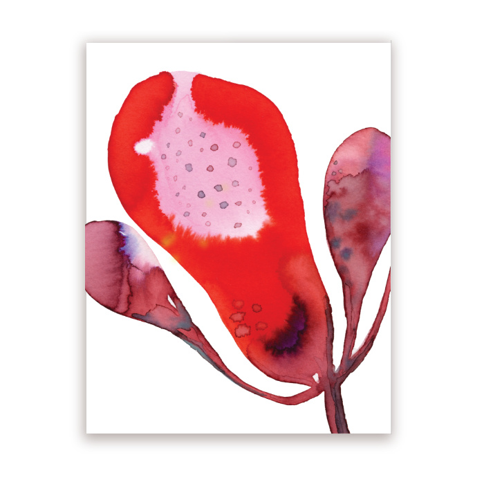 "Red Magnolia" Modern Watercolour Art card. https://art.tanyakucey.com